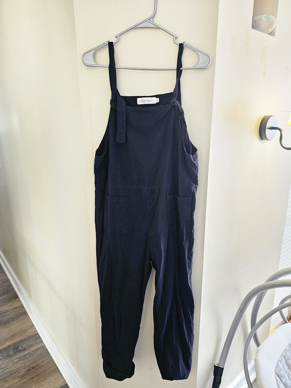 Black Tie-Strap Overalls